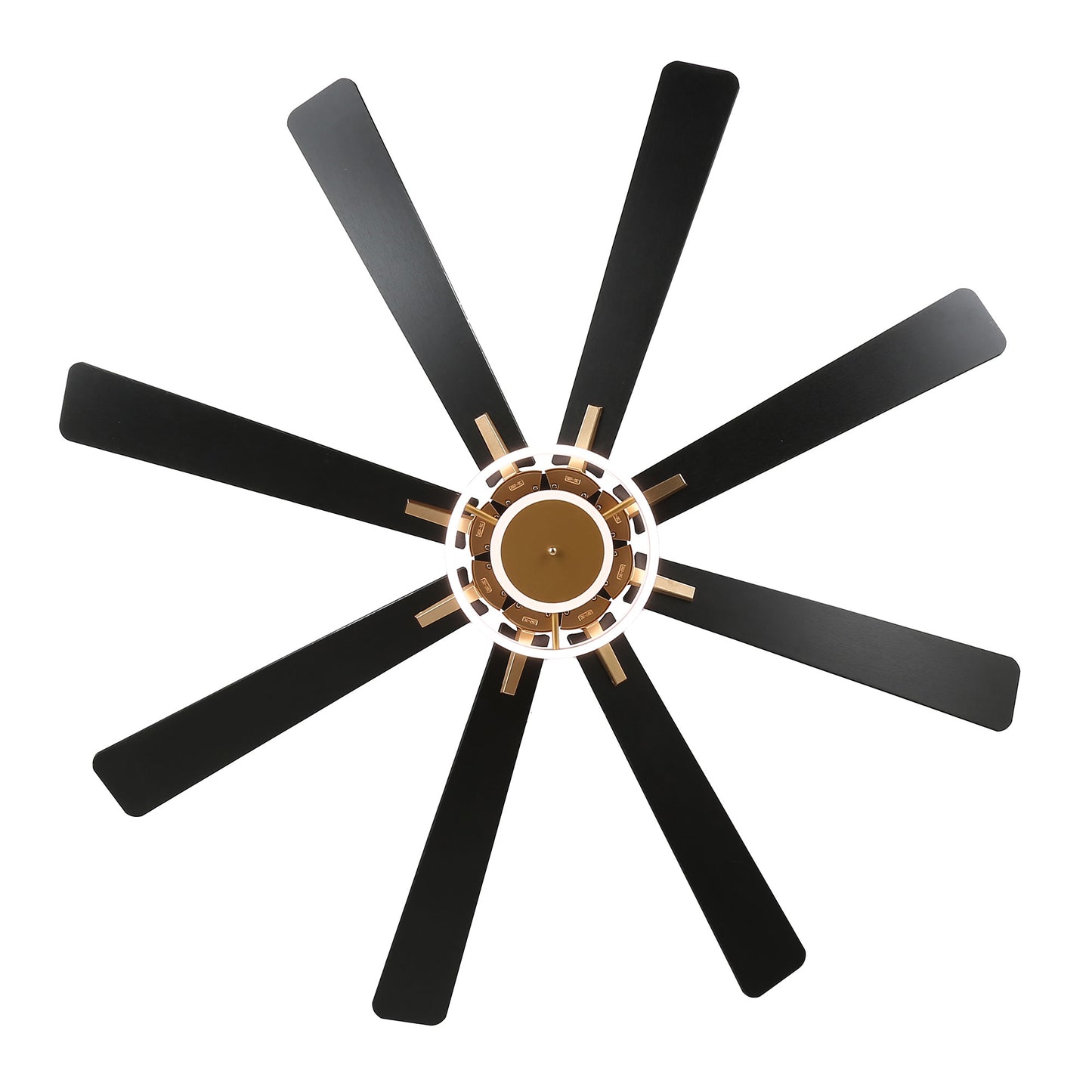 DC7202-BellaDepot 72" 8 Wooden Blades Gold/Black/Silver Finish Modern Urban Reversible Ceiling Fan with Remote and LED Light Kit Included, Large Size Dimmable Ceiling Fan