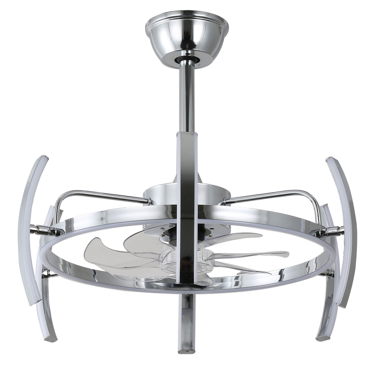 DC2405-BellaDepot 24.4" Black/Gold/White/Brown/Chrome DIY Shape Reversible Ceiling Fan with Remote and LED Light Kit Included