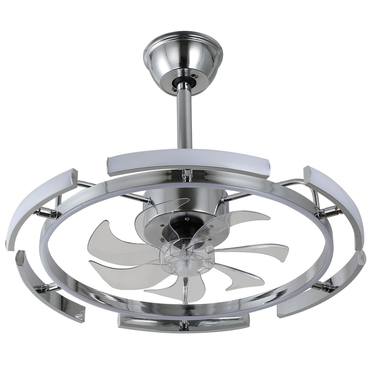 DC2403-BellaDepot 24.4" Black/Gold/White/Brown/Chrome DIY Shape Reversible Ceiling Fan with Remote and LED Light Kit Included