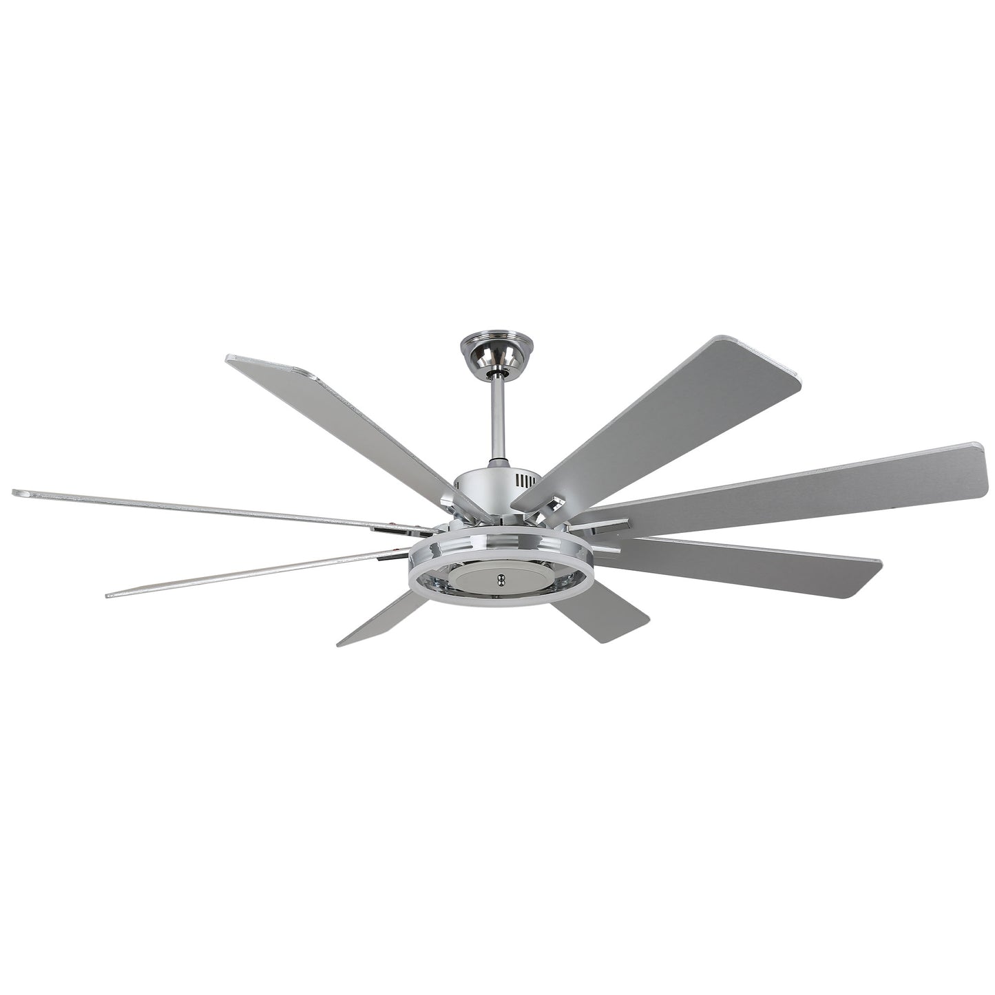 DC7202-BellaDepot 72" 8 Wooden Blades Gold/Black/Silver Finish Modern Urban Reversible Ceiling Fan with Remote and LED Light Kit Included, Large Size Dimmable Ceiling Fan