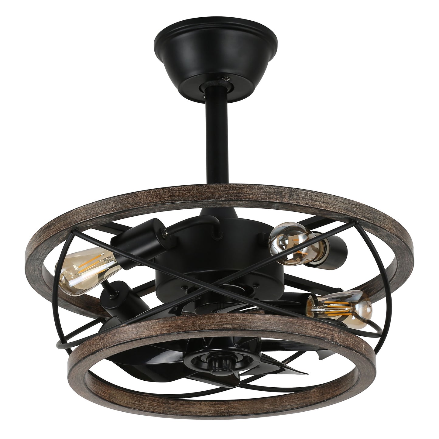 BD1815-17.7" Industrial Metal Caged Reversible Ceiling Fan with Remote and 4 Lights