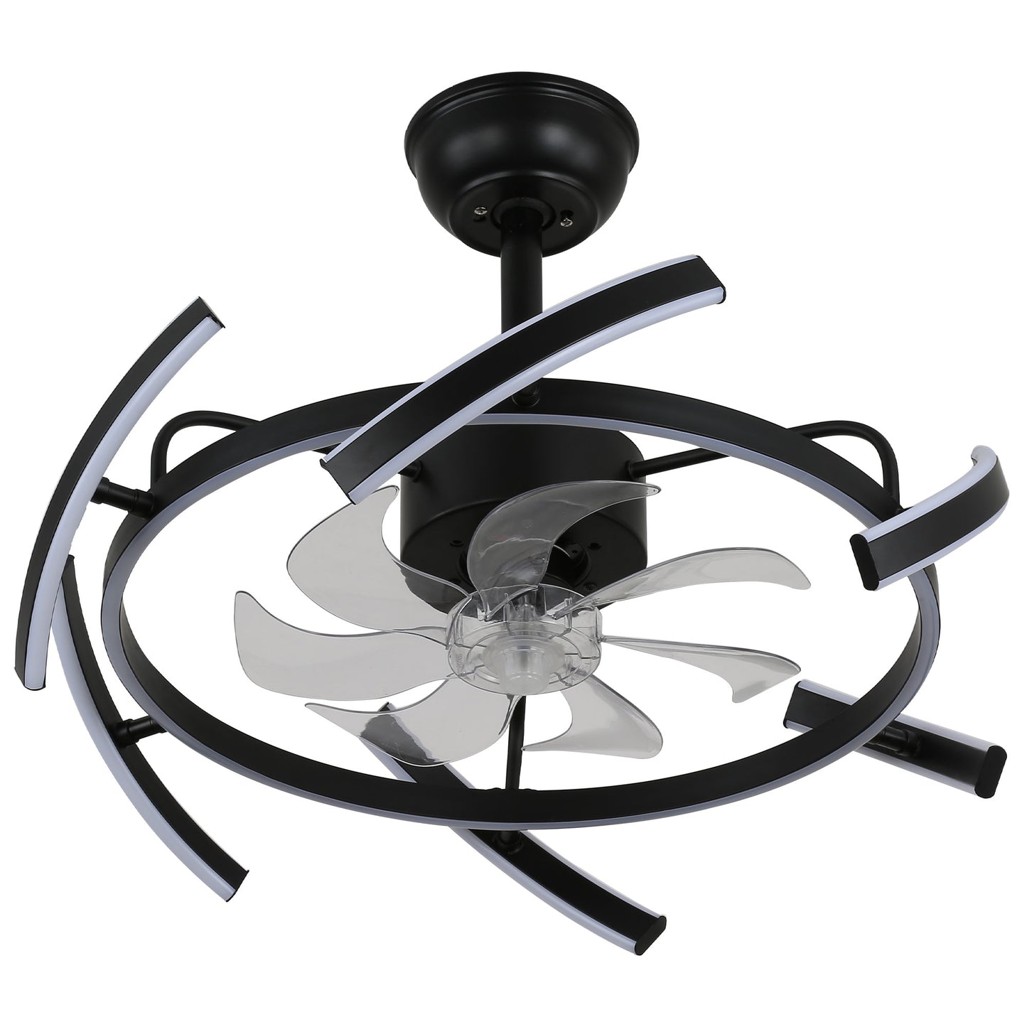 DC2405-BellaDepot 24.4" Black/Gold/White/Brown/Chrome DIY Shape Reversible Ceiling Fan with Remote and LED Light Kit Included