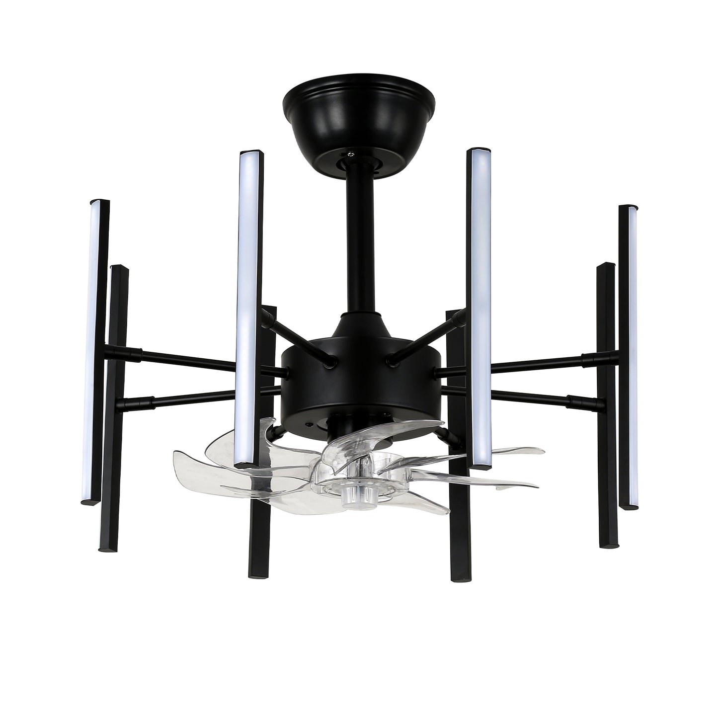DC2104-18.11" Black Finish Modern Urban Reversible Ceiling Fan with Remote and LED Light Kit Included, Creative DIY Shape Ceiling Fan