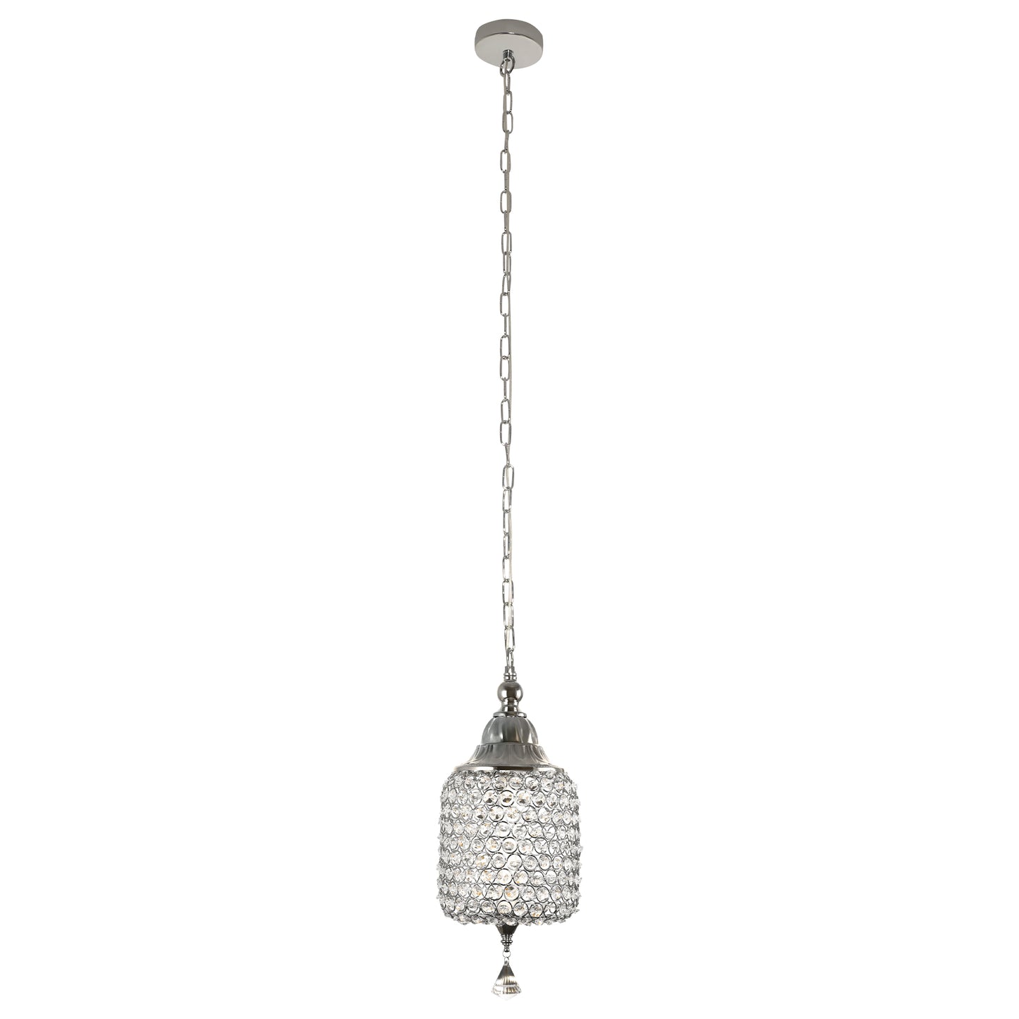 FC4074-BellaDepot LED Black/Silver Finish Modern Crystal Chandelier, Height Adjustable Geometric Pendant Light