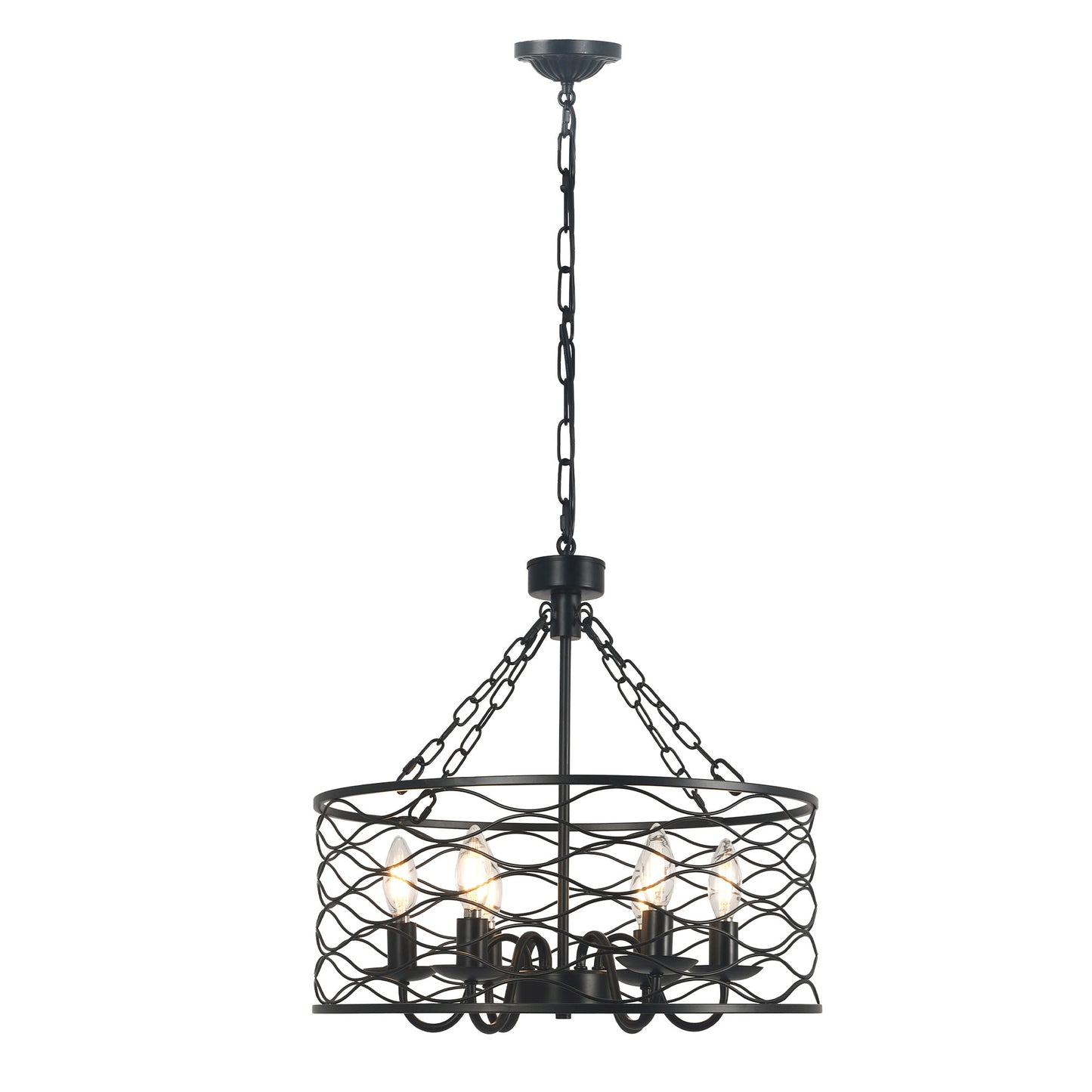 FC4081-BellaDepot Industrial Modern Design Metal Caged Chandelier, Geometric Pendant Light with Light Kit and Adjustable Chain