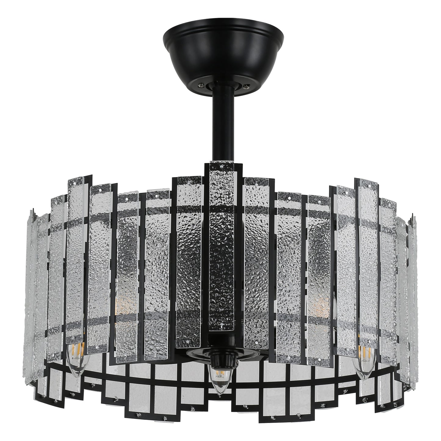 BD1901-BellaDepot 18.5" Modern Water Ripple Glass Reversible Ceiling Fan with Remote and 5 Lights