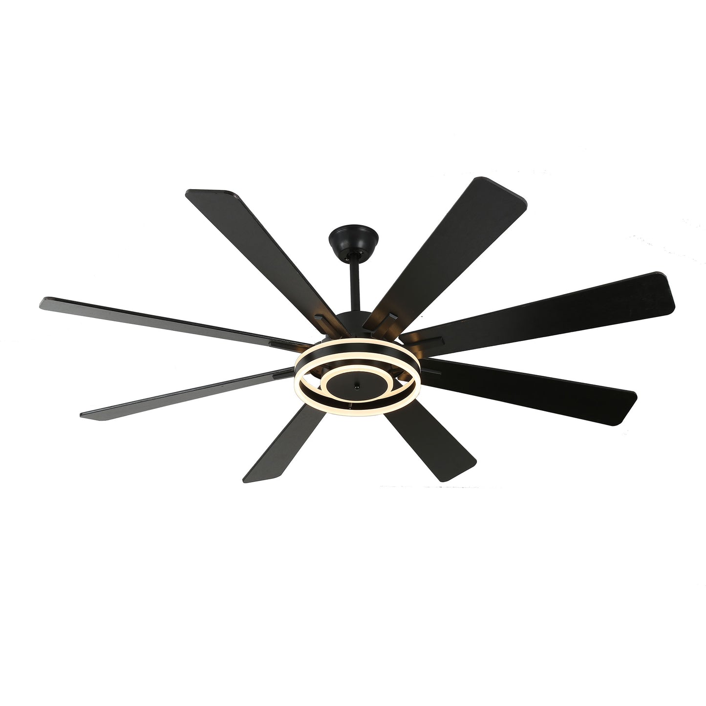 DC7202-BellaDepot 72" 8 Wooden Blades Gold/Black/Silver Finish Modern Urban Reversible Ceiling Fan with Remote and LED Light Kit Included, Large Size Dimmable Ceiling Fan