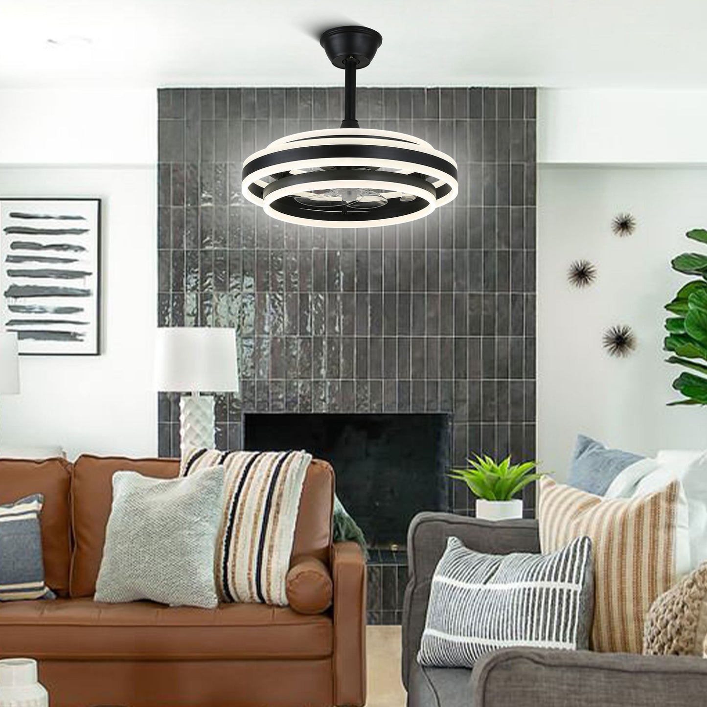 DC2028-BellaDepot 20" Modern Urban Reversible Ceiling Fan with Remote and LED Light Kit Included