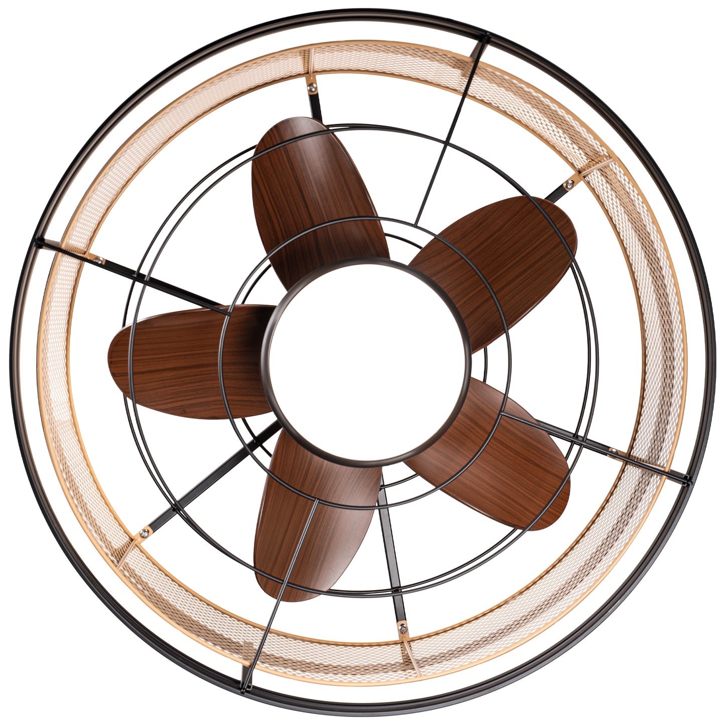 HW2307-BellaDepot 23.6" Imitation Rattan Outdoor Ceiling Fan with Remote and LED Lights, DC Motor 6 Speeds Ceiling Fan