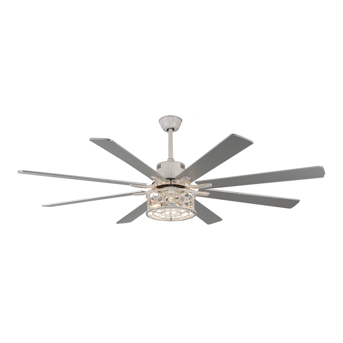 DC7201-72" 8 Wooden Blades White/Black Farmhouse Reversible Ceiling Fan with Remote and 3 Lights, Large Size Ceiling Fan