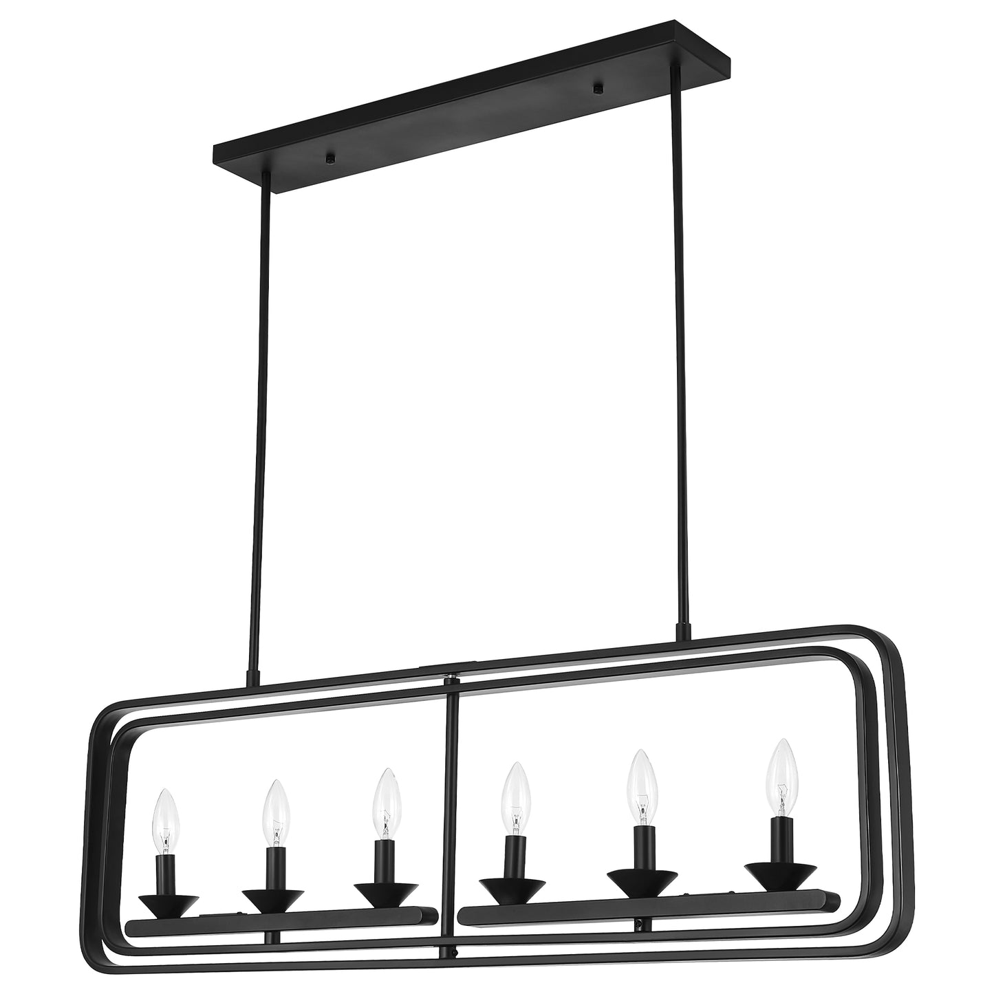 FC4110-6 Lights Geometric Wood Chandelier, Height Adjustable Home Decoration Pendant Light