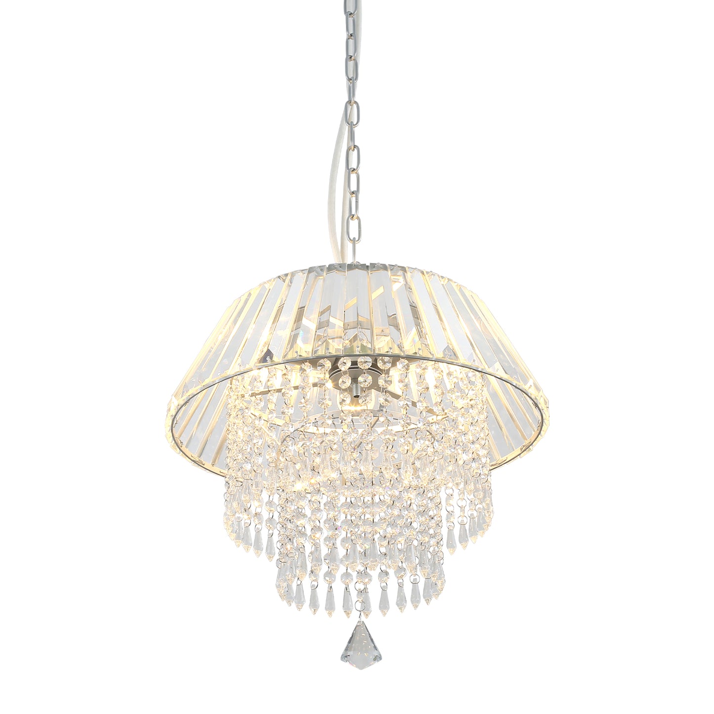 FC4112-3 Lights Crystal Chandelier, Height Adjustable Home Decoration Pendant Light, Kitchen Island Light