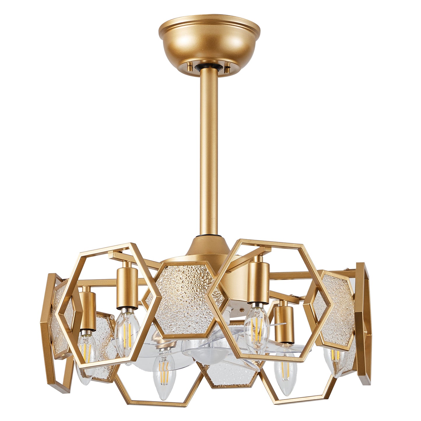 DC1903-BellaDepot 18.9" Gold/Black/Silver Finish Geometric Reversible Ceiling Fan with 6 Lights and Remote