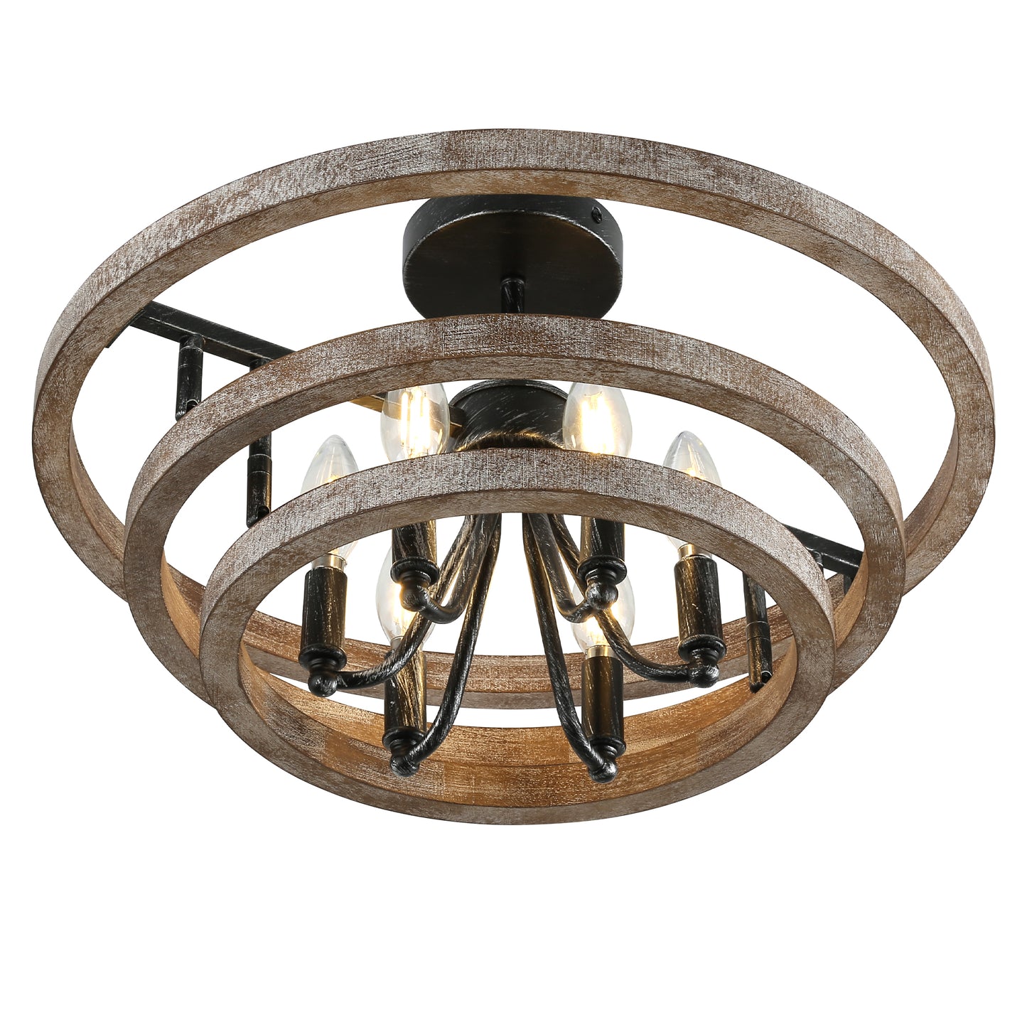 FC4111-BellaDepot Lights Classic Wood Chandelier, Height Adjustable Home Decoration Pendant Light