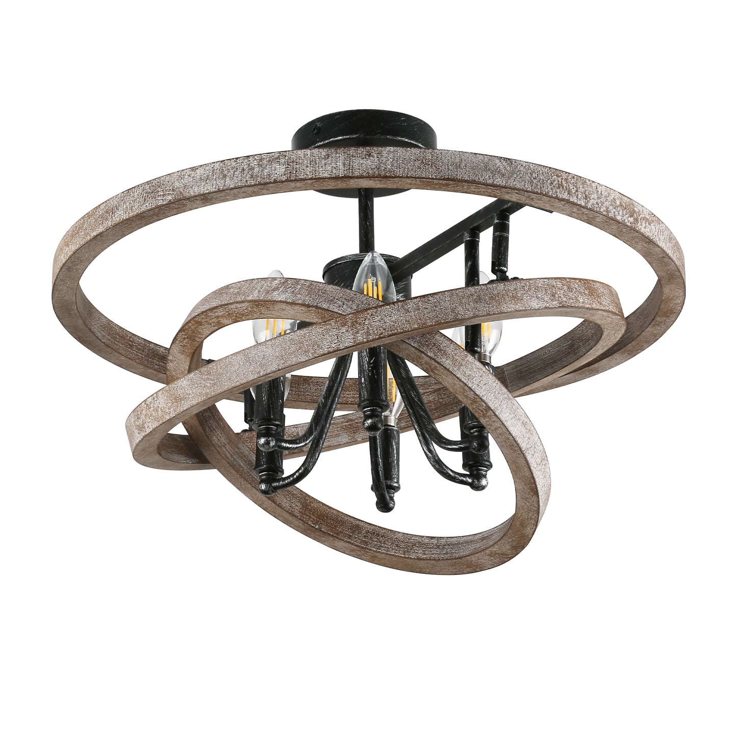 FC4111-BellaDepot Lights Classic Wood Chandelier, Height Adjustable Home Decoration Pendant Light