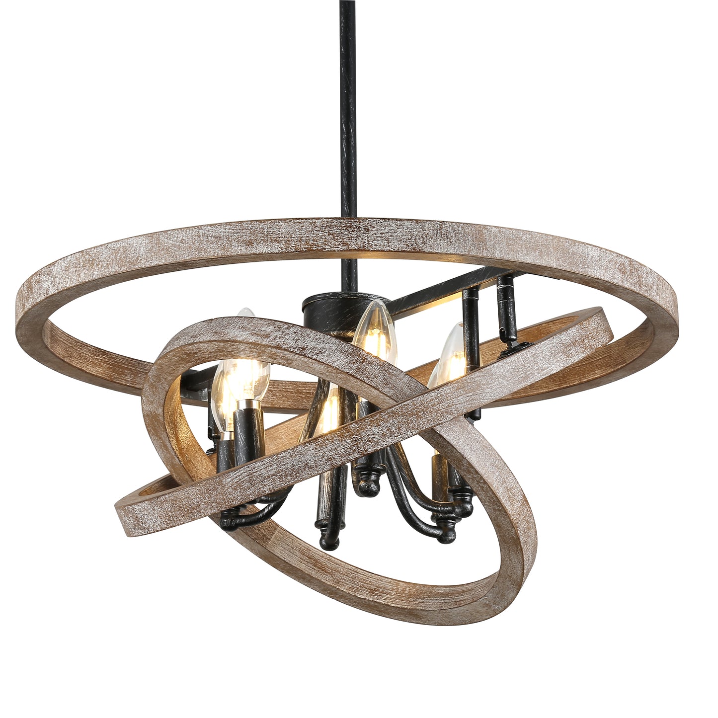 FC4111-BellaDepot Lights Classic Wood Chandelier, Height Adjustable Home Decoration Pendant Light