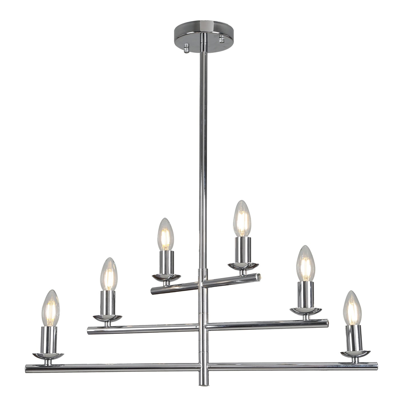 FC4088-6 Lights Black/Silver Finish Industrial Style Pendant Light, DIY Shape Linear Chandelier