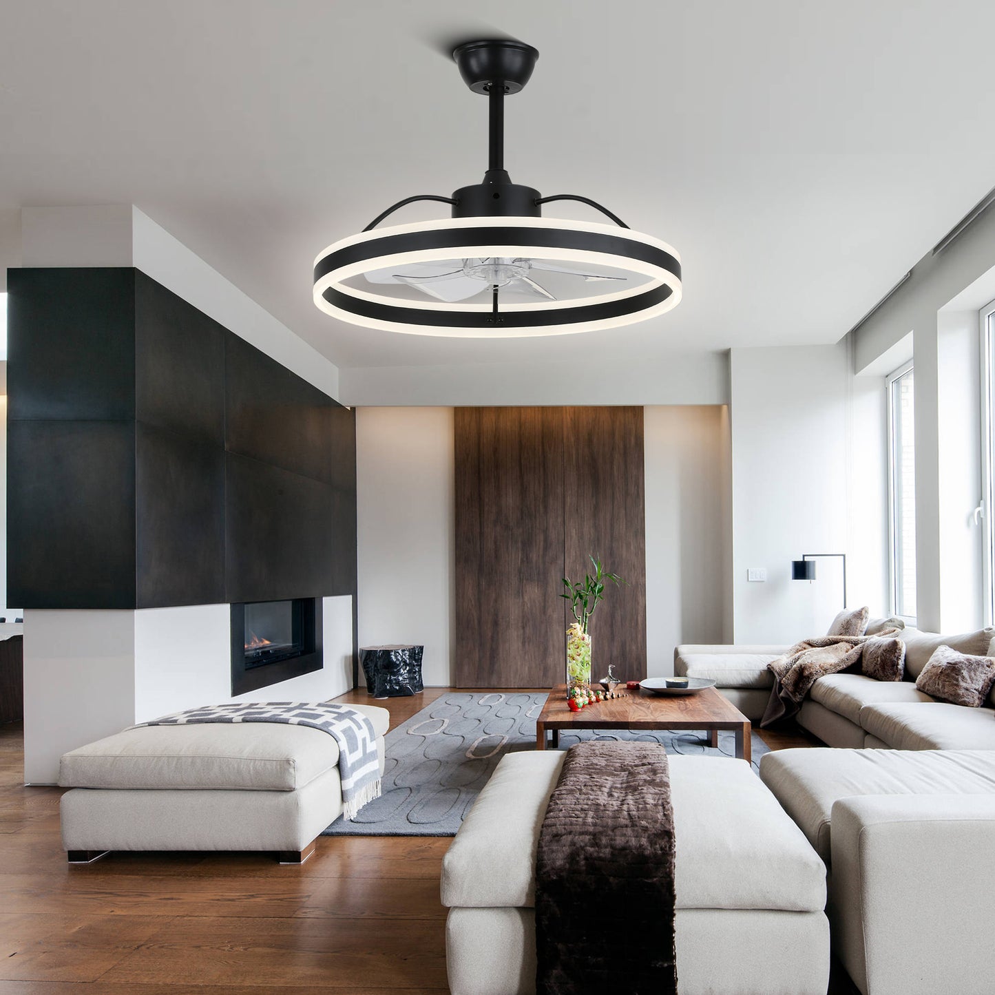 DC2402-BellaDepot 23.6" Modern Reversible Ceiling Fan with LED Light Kit Included and Remote