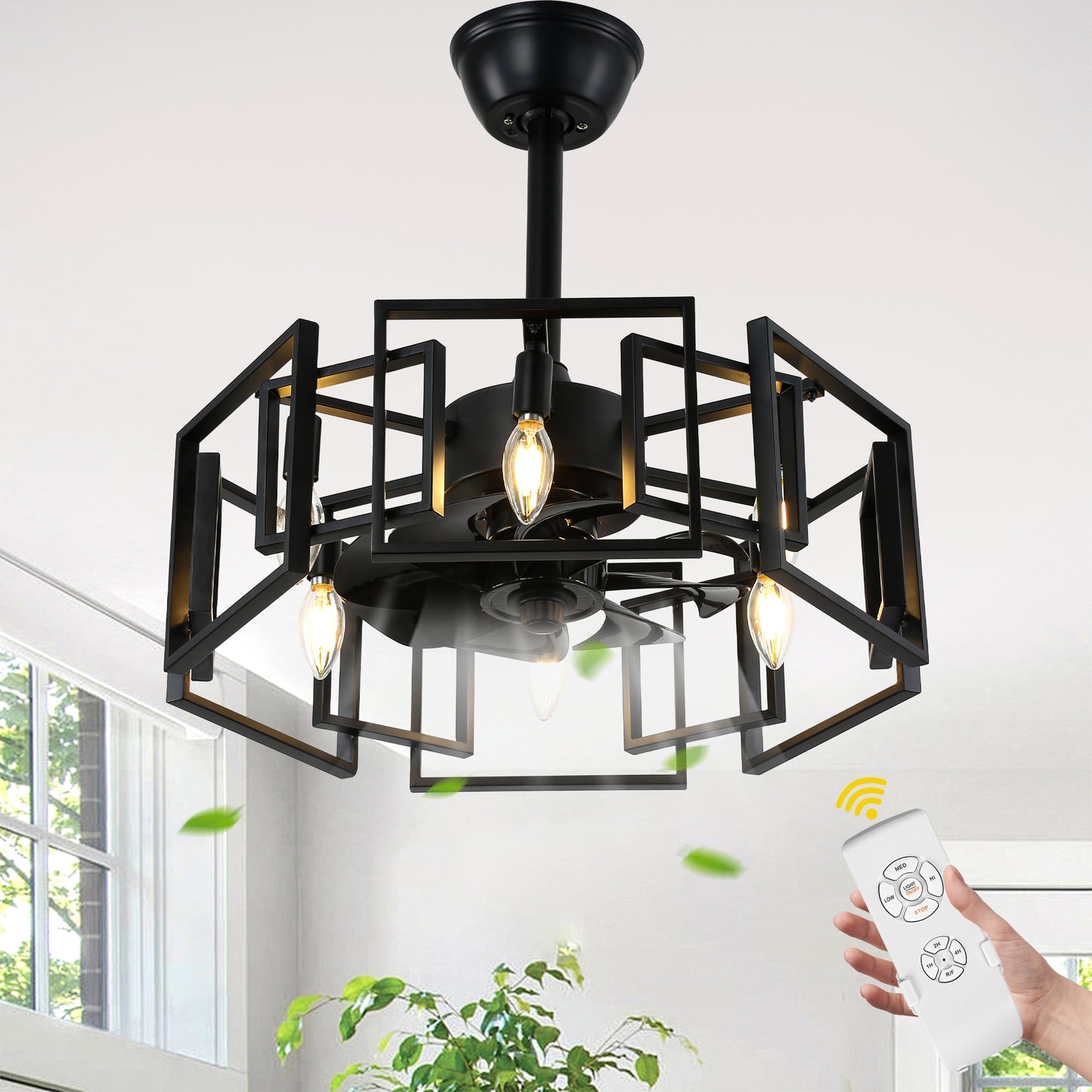DC2029-19.69" Classic Reversible Ceiling Fan with Remote and 4 Lights, DC Motor 6 Speeds Ceiling Fan