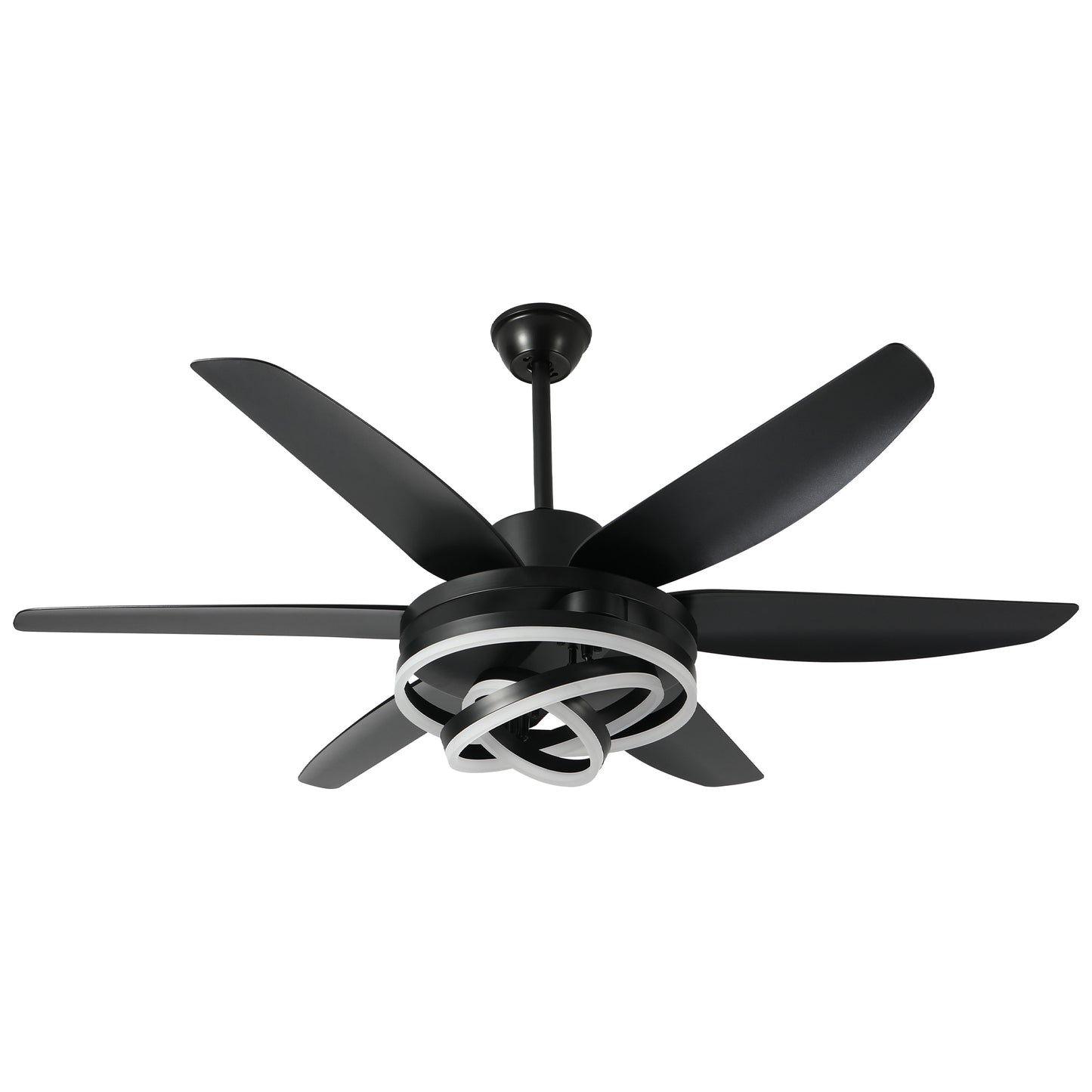 GED5614-BellaDepot 56" Modern Contemporary Black LED Ceiling Fan, 6 Speeds Ceiling Fan with Light Remote Control for All Seasons