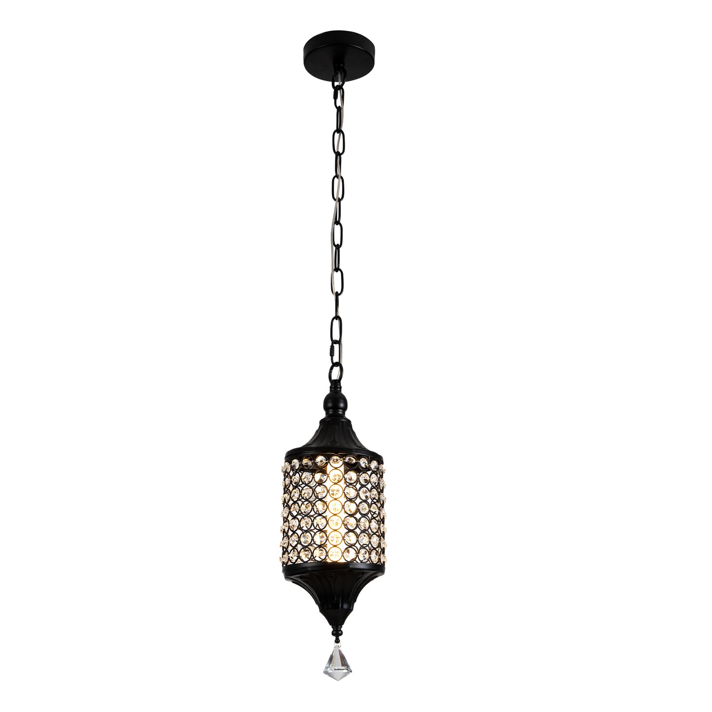 FC4075-LED Glamorous Luxury Crystal Geometric Chandelier, Height Adjustable Pendant Light