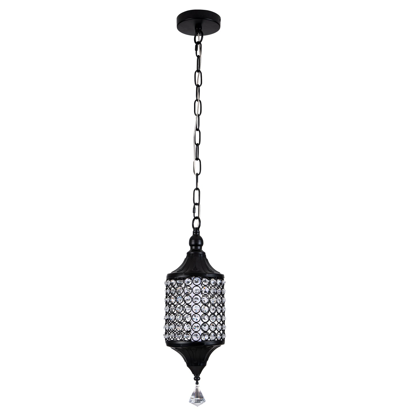 FC4075-LED Glamorous Luxury Crystal Geometric Chandelier, Height Adjustable Pendant Light
