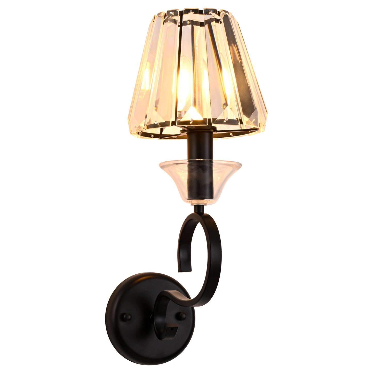 FC4104-1 Light Black Finish Luxury Crystal Wall Sconce
