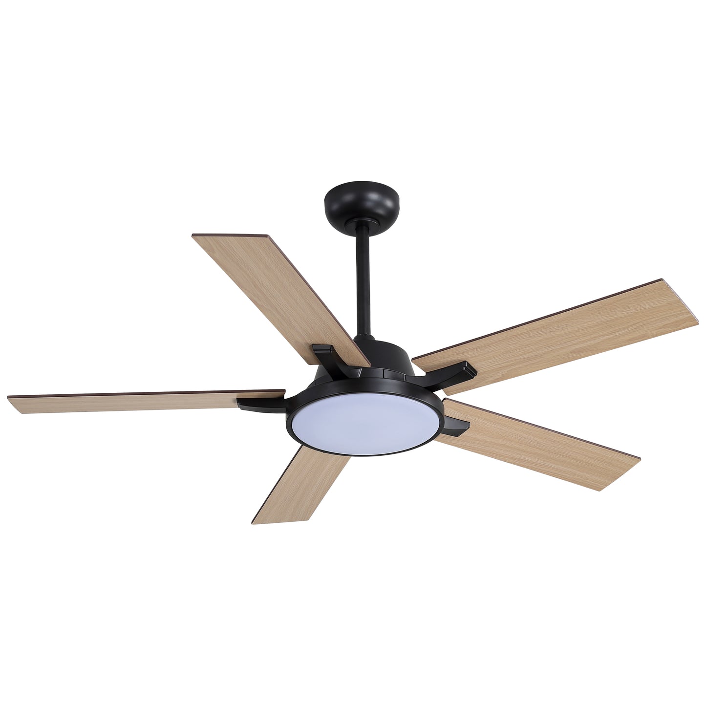 HWJ5220/5221/5222-52" 5 Wooden Blades Industrial Caged Reversible Ceiling Fan with Remote and LED Lights, Large Size 6-speed Ceiling Fan