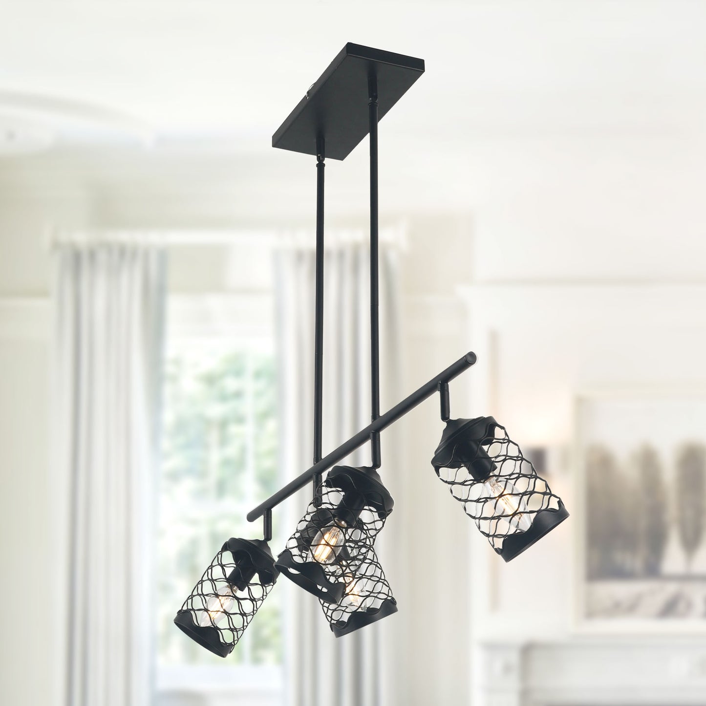 FC4082-4 Lights Modern Industrial Style Kitchen Island Lighting with Adjustable Lamp Head