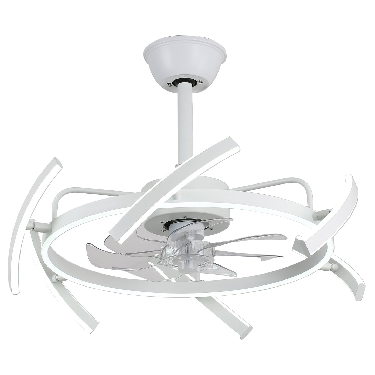 DC2405-BellaDepot 24.4" Black/Gold/White/Brown/Chrome DIY Shape Reversible Ceiling Fan with Remote and LED Light Kit Included