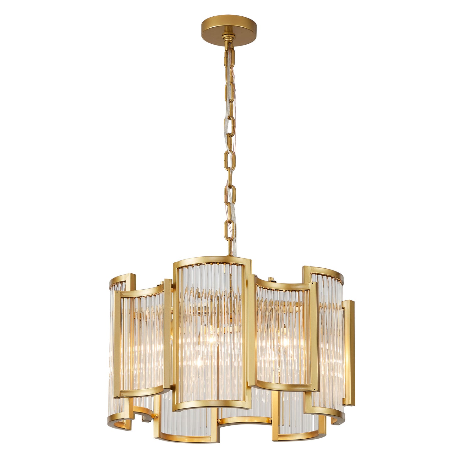 GED005-BellaDepot 20.5" Luxury Golden Metal Glass Chandelier with Chain and 5 Lights