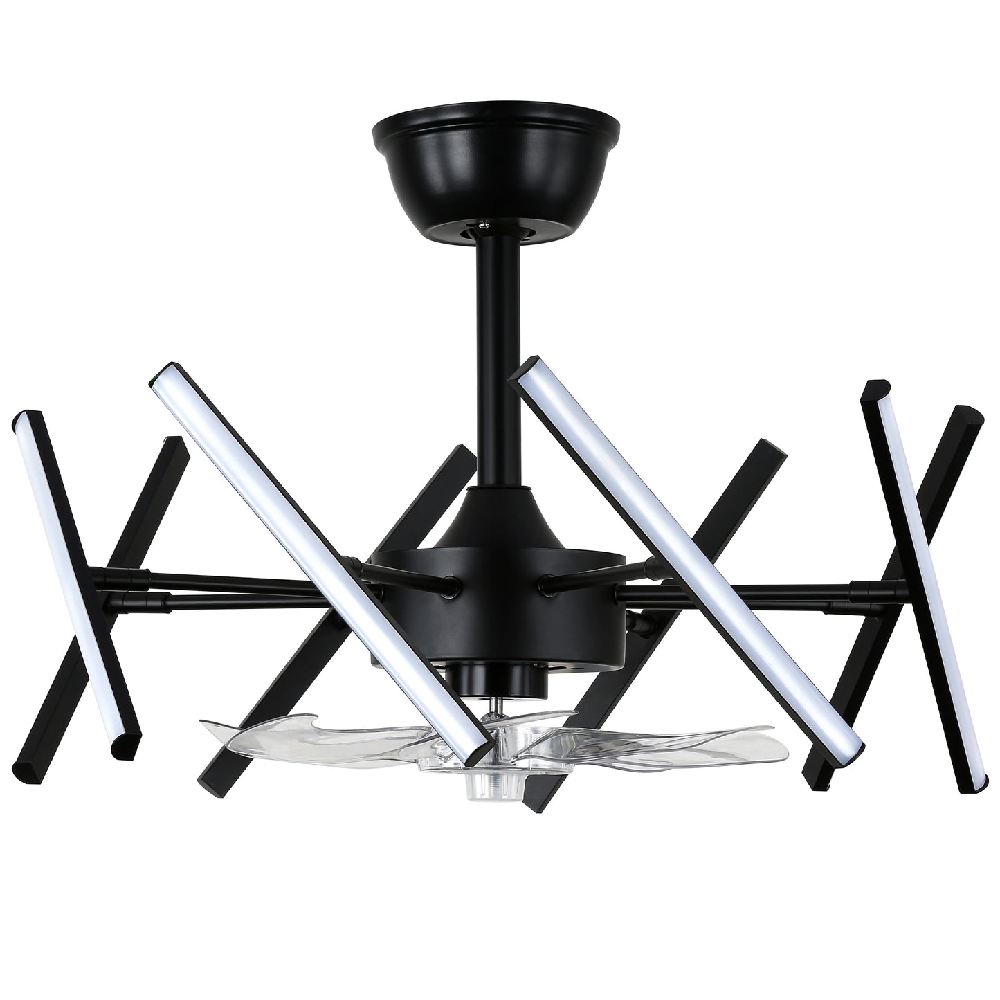 DC2104-18.11" Black Finish Modern Urban Reversible Ceiling Fan with Remote and LED Light Kit Included, Creative DIY Shape Ceiling Fan