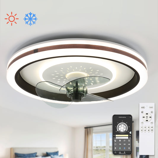 19 in. Bladeless Ceiling Fan with LED Lights and Remote Low Profile Ceiling Lighting