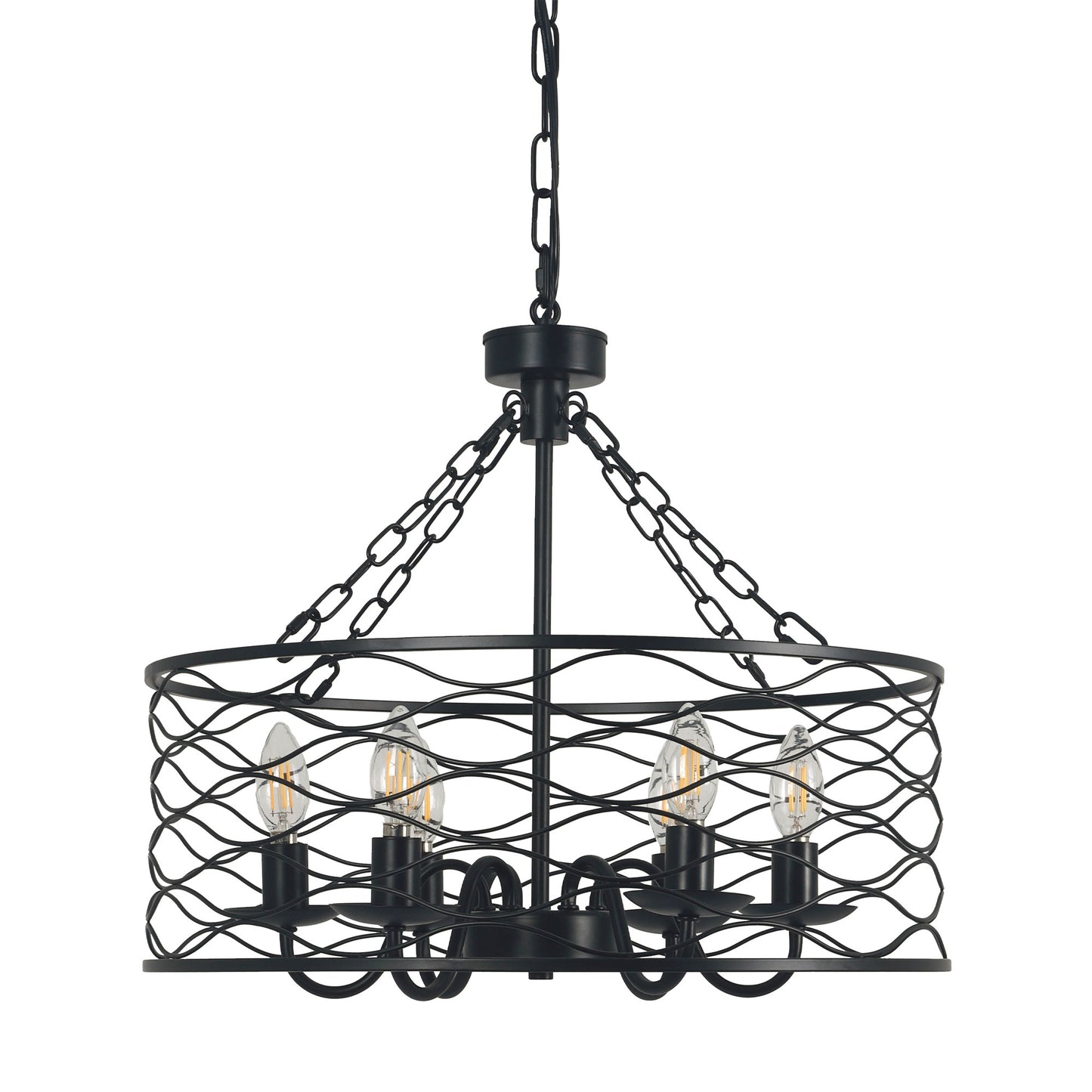 FC4081-Industrial Modern Design Metal Caged Chandelier, Geometric Pendant Light with Light Kit and Adjustable Chain