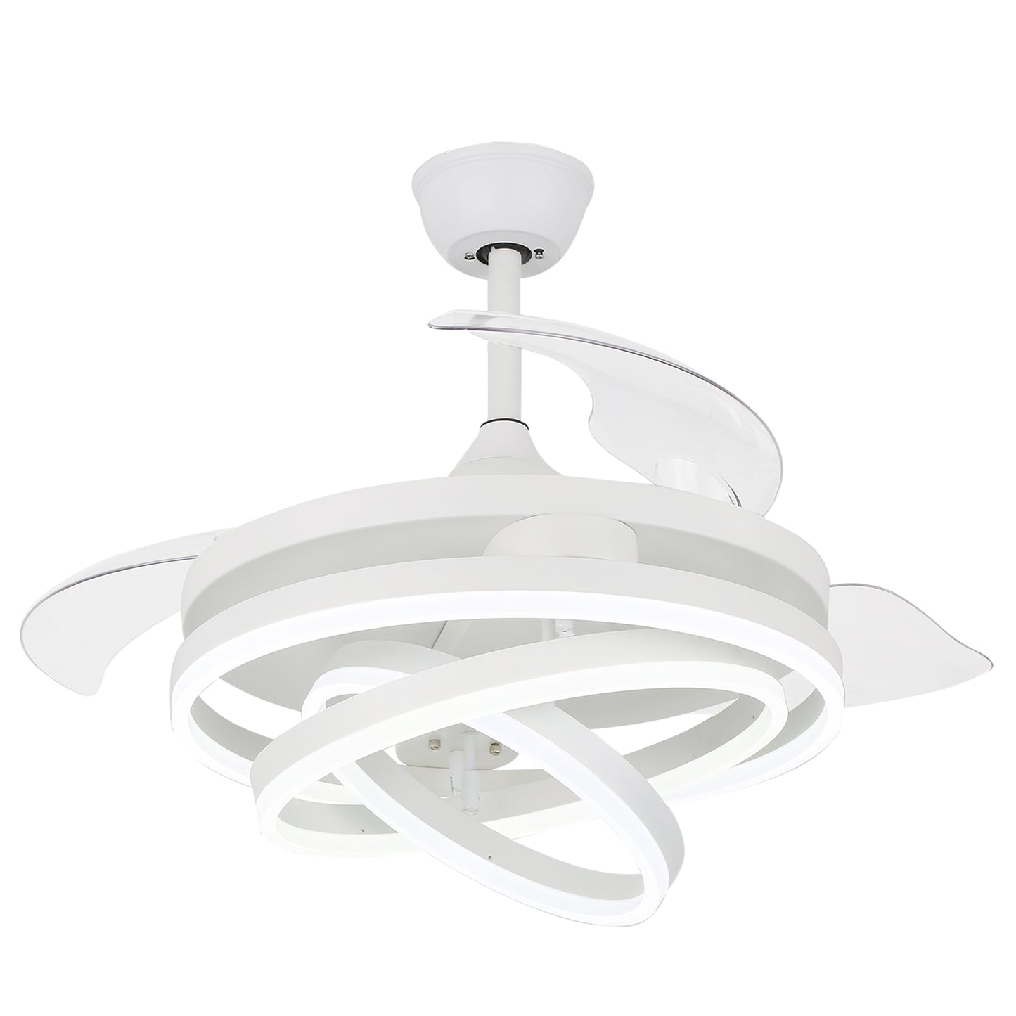 42" Indoor Modern Retractable LED Ceiling Fan with Remote Control and Dimmable Light