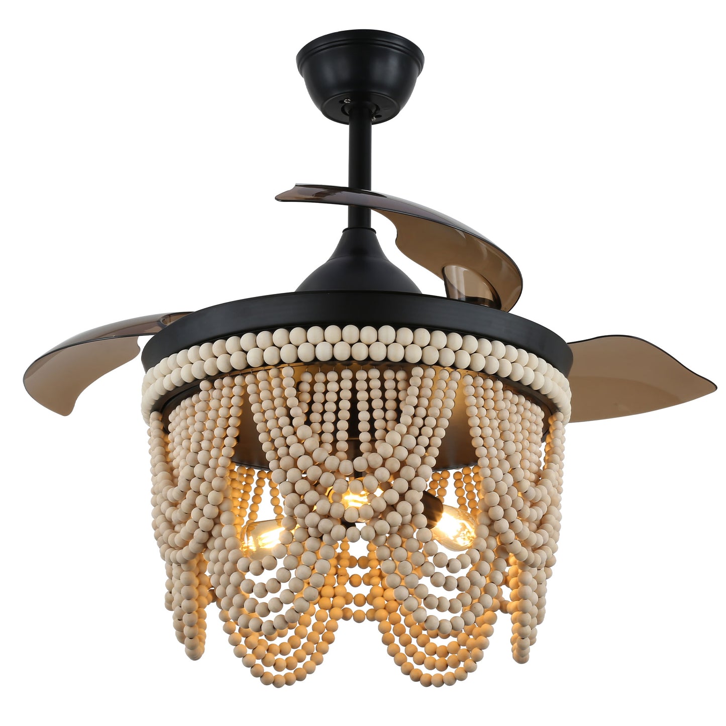 DC4265-BellaDepot 42" Gold/Black/White Retractable Reversible Ceiling Fan with Remote and 3 Lights