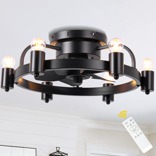 DC252007-BellaDepot 20" Compact Ceiling Fan, Rudder Shape Flush Mount Fan with Lights