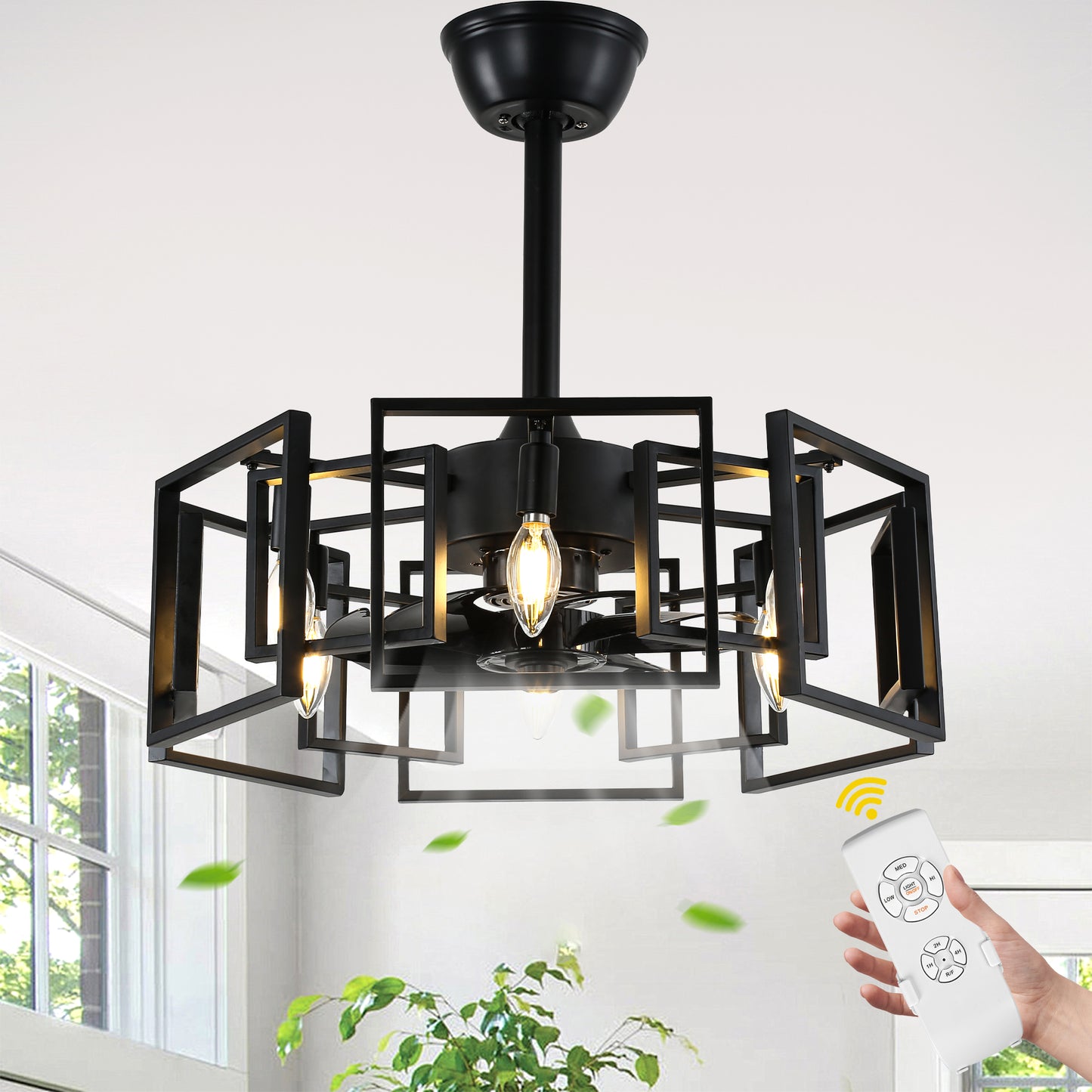 DC2029-19.69" Classic Reversible Ceiling Fan with Remote and 4 Lights, DC Motor 6 Speeds Ceiling Fan