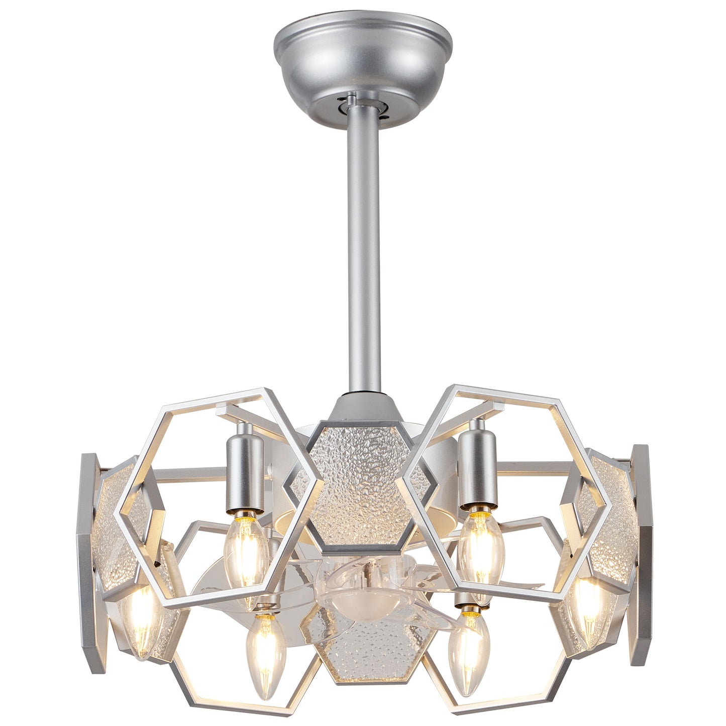 DC1903-BellaDepot 18.9" Gold/Black/Silver Finish Geometric Reversible Ceiling Fan with 6 Lights and Remote