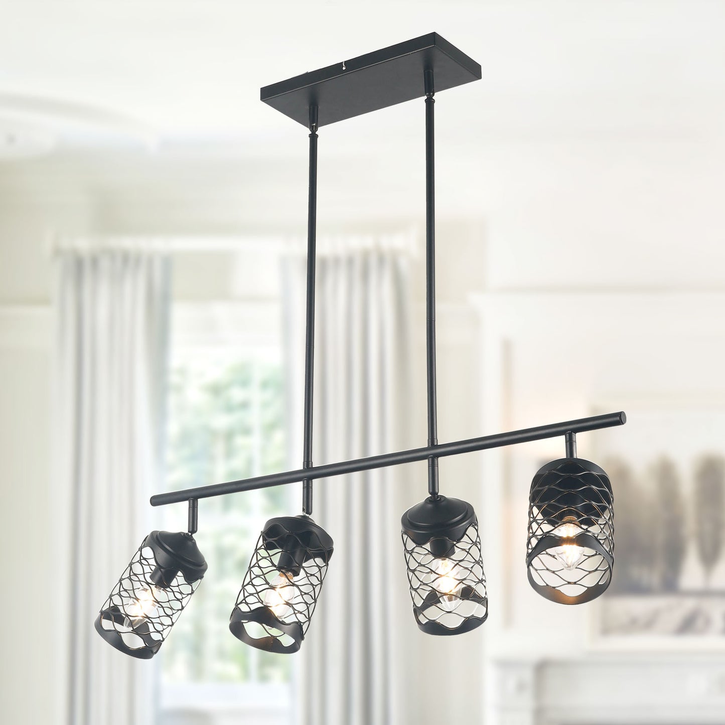 FC4082-4 Lights Modern Industrial Style Kitchen Island Lighting with Adjustable Lamp Head