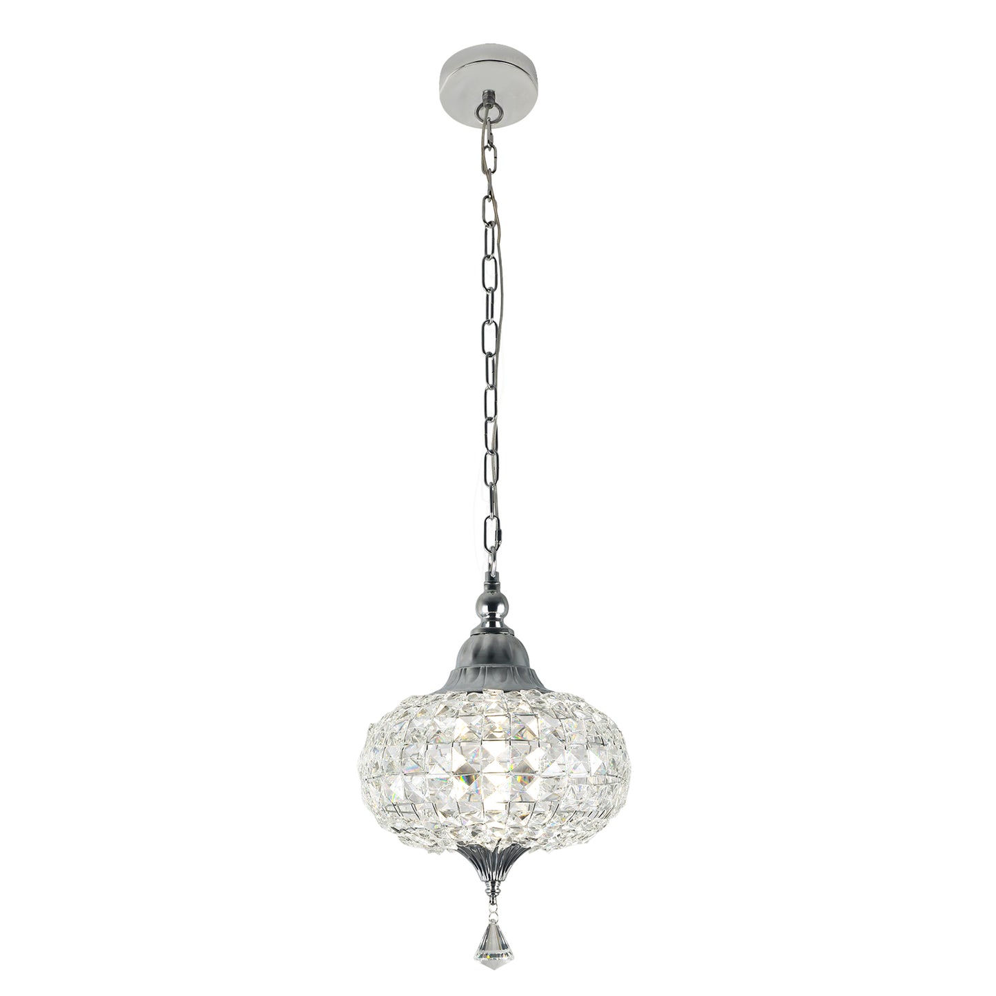 FC4073-BellaDepot LED Black/Silver Finish Luxury Crystal Geometric Chandelier, Height Adjustable Pendant Light