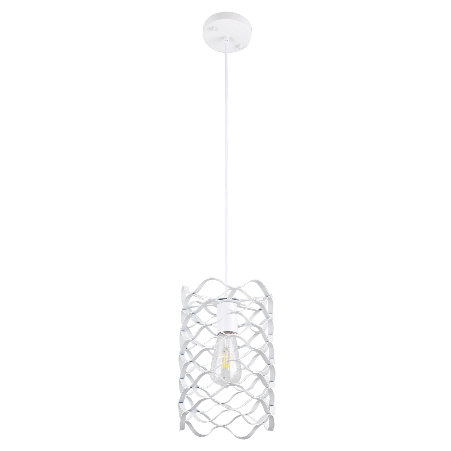 FC4080-BellaDepot 1 Light White Finish Modern Industrial Style Home Pendant Light