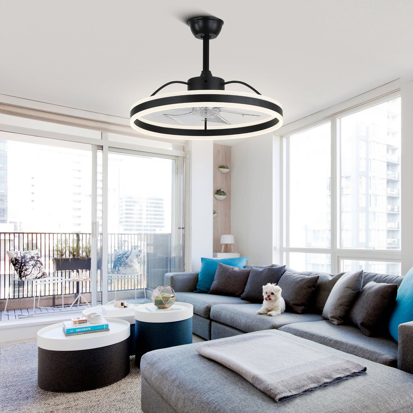 DC2402-BellaDepot 23.6" Modern Reversible Ceiling Fan with LED Light Kit Included and Remote