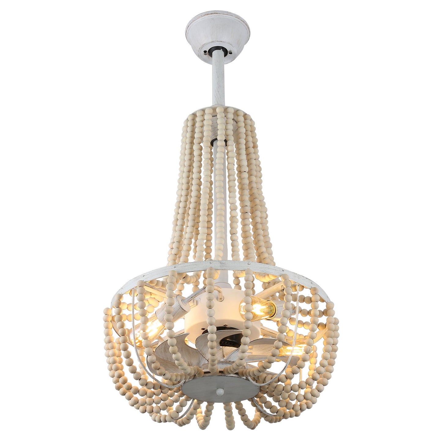 BD2074-BellaDepot 19.7" Boho Wooden Beads Reversible Ceiling Fan with Remote and 4 Lights