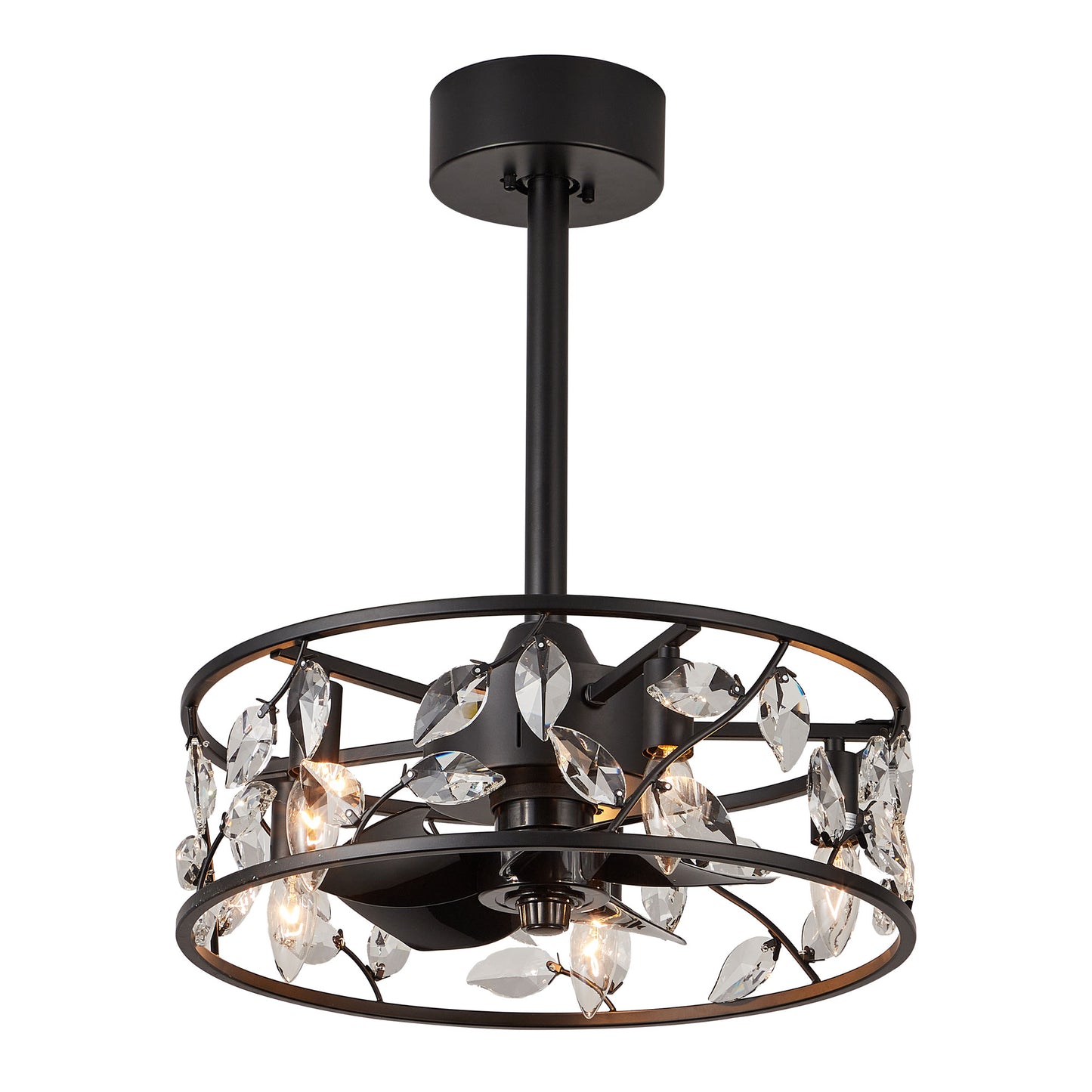 GED003-BellaDepot 18" Modern Crystal Reversible Ceiling Fan with Remote and 5 Lights