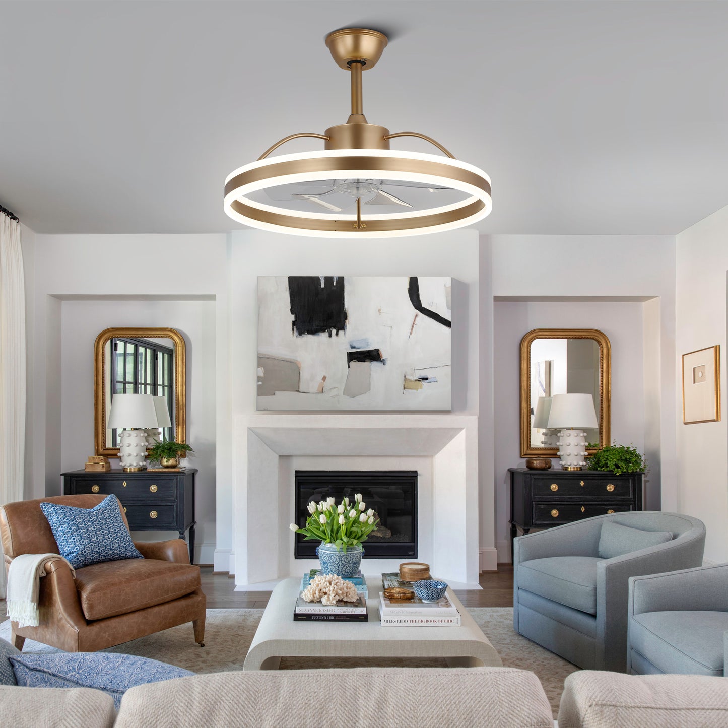 DC2402-BellaDepot 23.6" Modern Reversible Ceiling Fan with LED Light Kit Included and Remote