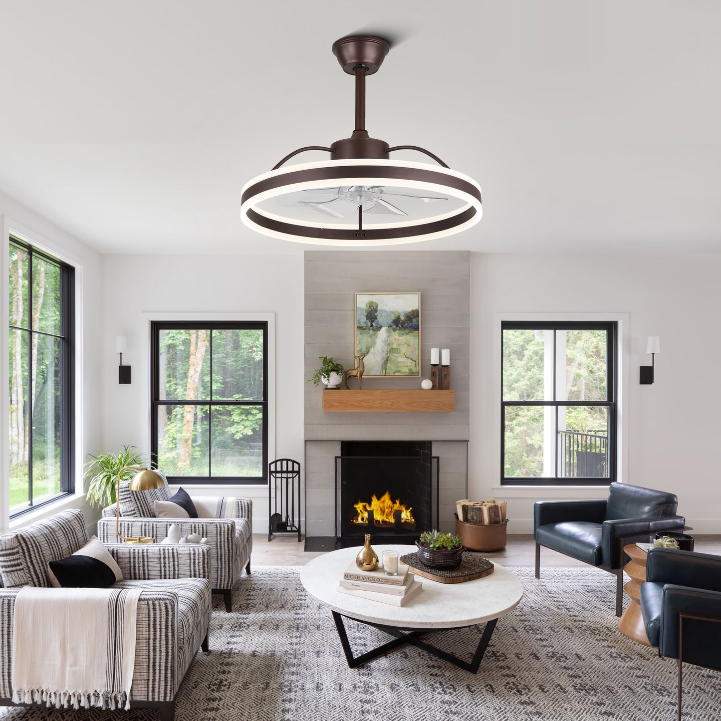 DC2402-BellaDepot 23.6" Modern Reversible Ceiling Fan with LED Light Kit Included and Remote