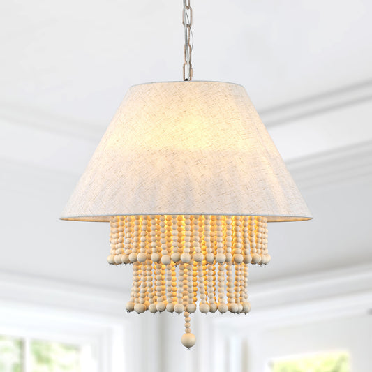 FC4113-BellaDepot 3 Lights Fabric Chandelier, Height Adjustable Home Decoration Pendant Light, Kitchen Island Light