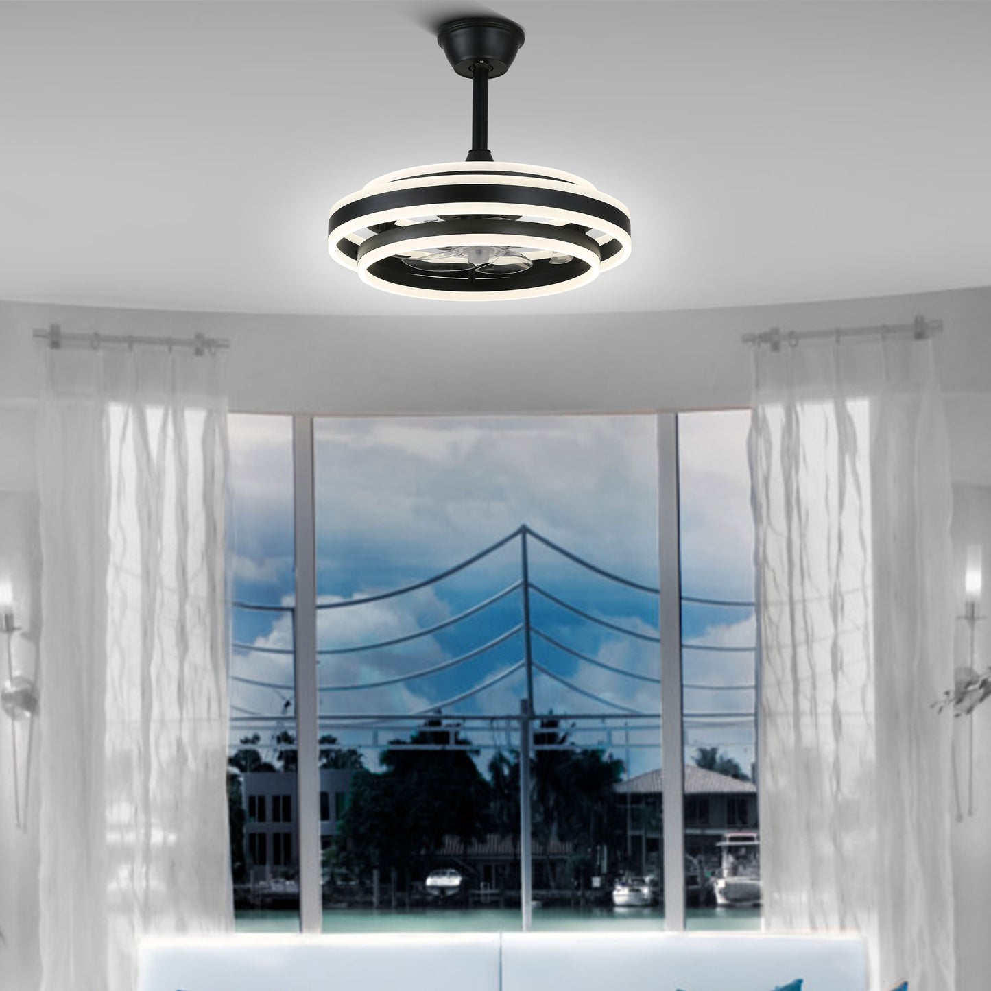DC2028-BellaDepot 20" Modern Urban Reversible Ceiling Fan with Remote and LED Light Kit Included