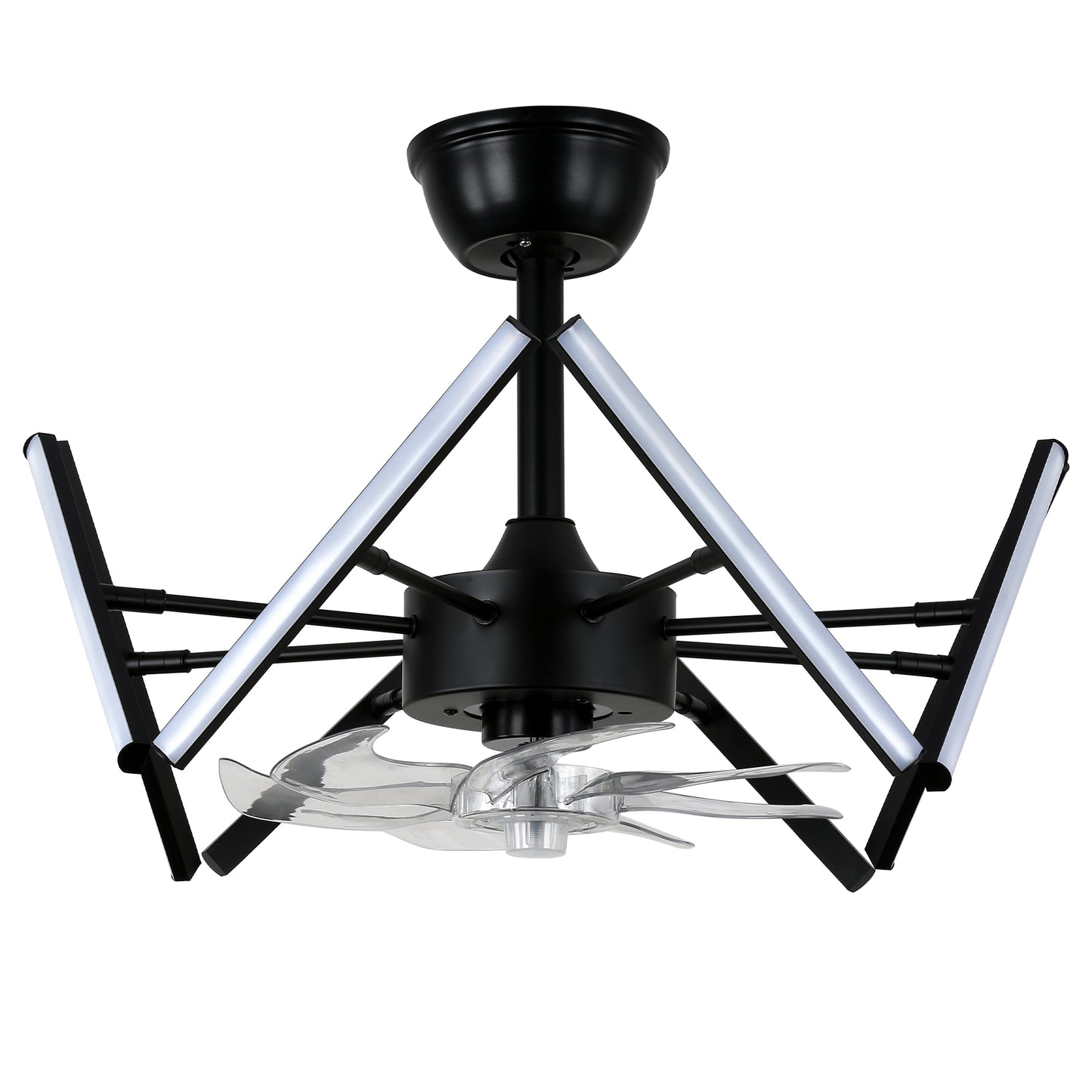 DC2104-18.11" Black Finish Modern Urban Reversible Ceiling Fan with Remote and LED Light Kit Included, Creative DIY Shape Ceiling Fan